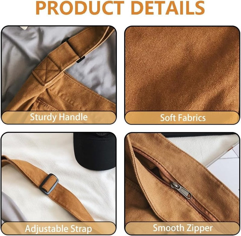 Canvas Messenger Bag Large Hobo Bag Crossbody Shoulder Bag Tote Bag with Pocket 4