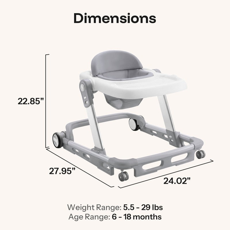 Baby Walker for Babies 6-18 Months, Anti-Rollover, Seat and Height Adjustable, W7