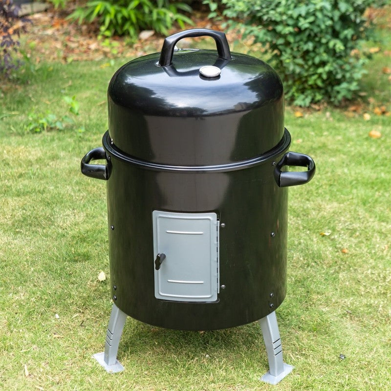 17 Inch Vertical Charcoal Smoker Grills 2 in 1 BBQ Grill & Smoker, Black1