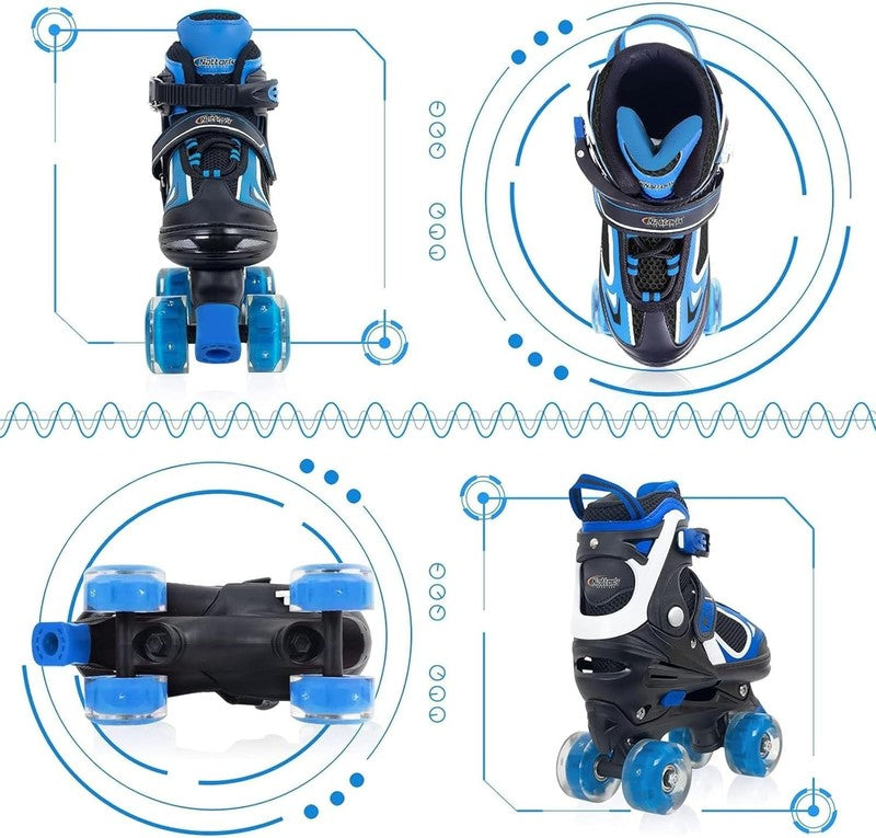 Kids Roller Skates for Boys Girls Kids, 4 Sizes Adjustable Quad Skates with All 2