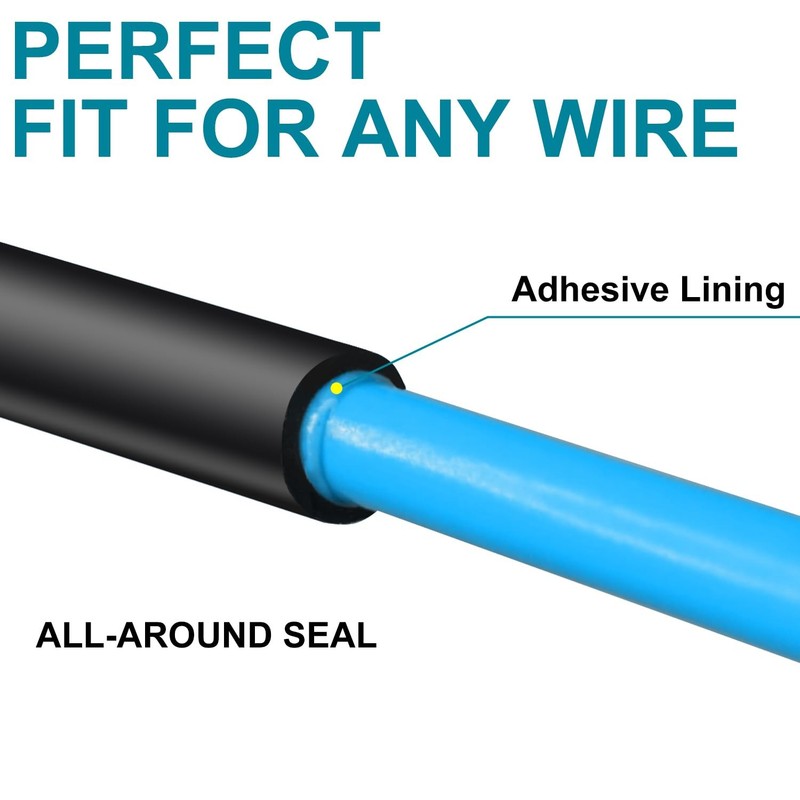 3/4" Waterproof Heat Shrink Tubing - 10ft Dual Wall Adhesive Black Tube4
