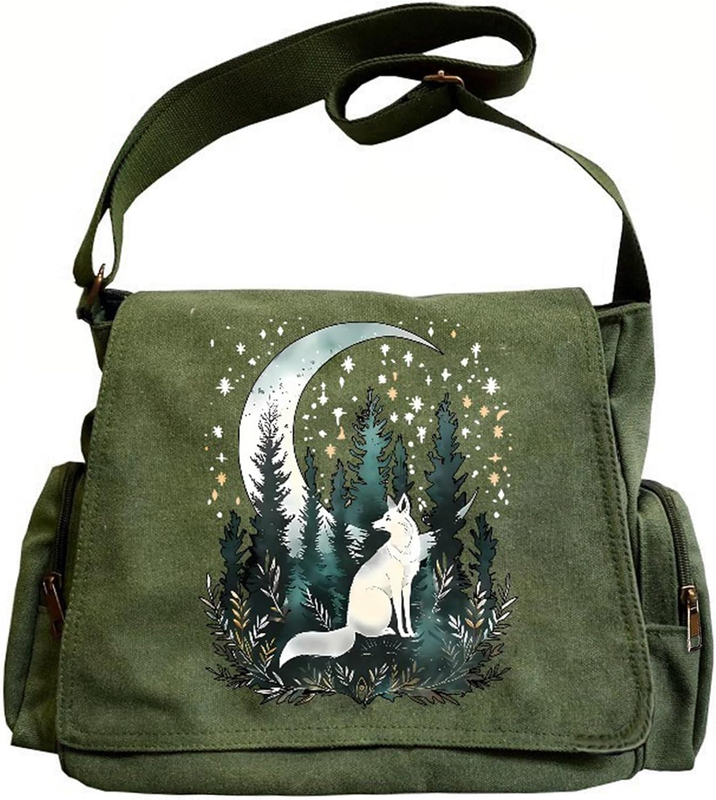 Pattern Messenger Bag Cute Canvas Crossbody Shoulder Handbag Pockets Unisex8
