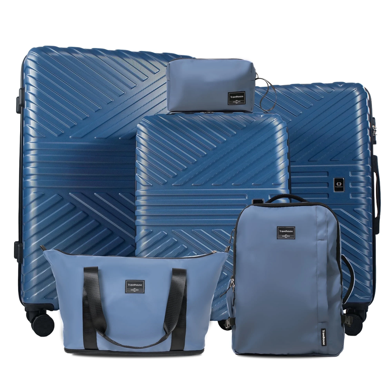 6-Piece Hardshell Luggage Set - Lightweight Suitcase with Carry-On Backpack, Duf0