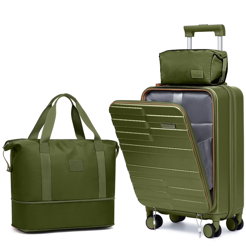 3Pc Carry On Luggage Front Opening TSA Lock Spinner Wheels YKK Zippers8