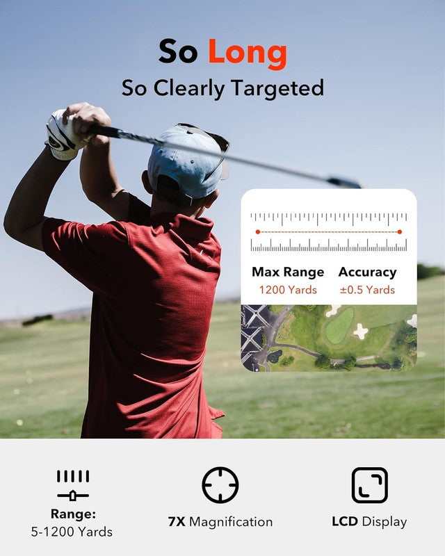 Golf Rangefinder 1200Yds 7X Magnification Slope Rechargeable Flag Lock Golfvue 12