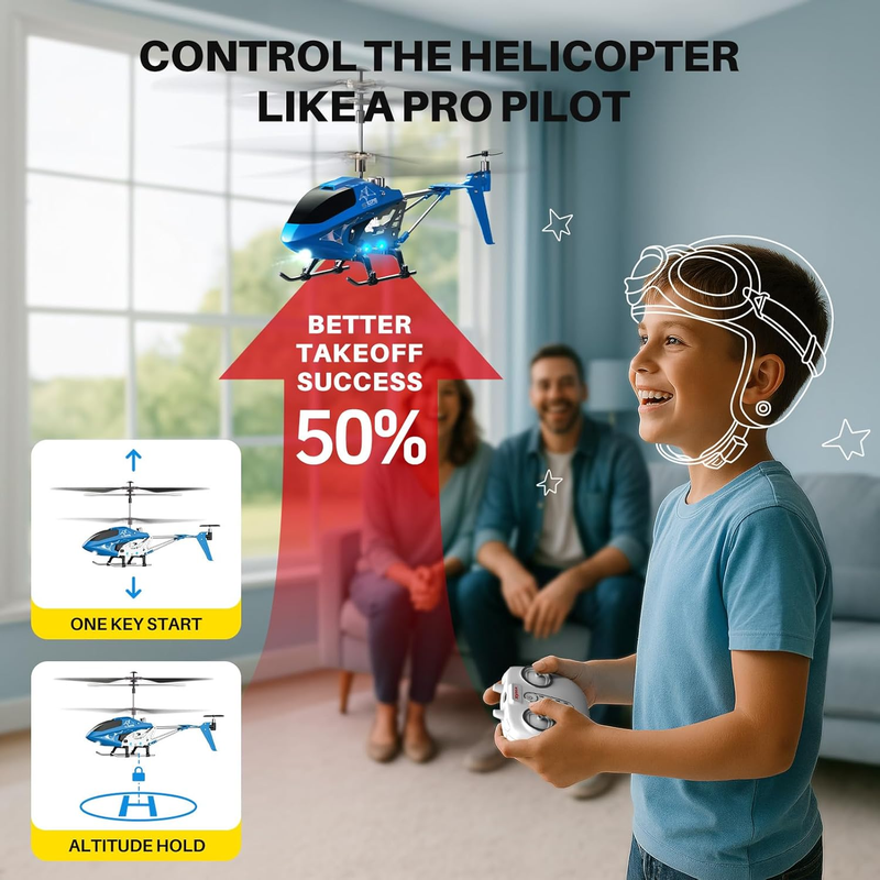 Remote Control Helicopter, S107H E RC Helicopter with One Key Take Off/Landing, 2