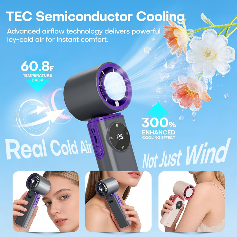 Ice Cooling Handheld Fan 6000mAh 199 Speed 20H Turbo 20000RPM Grey1