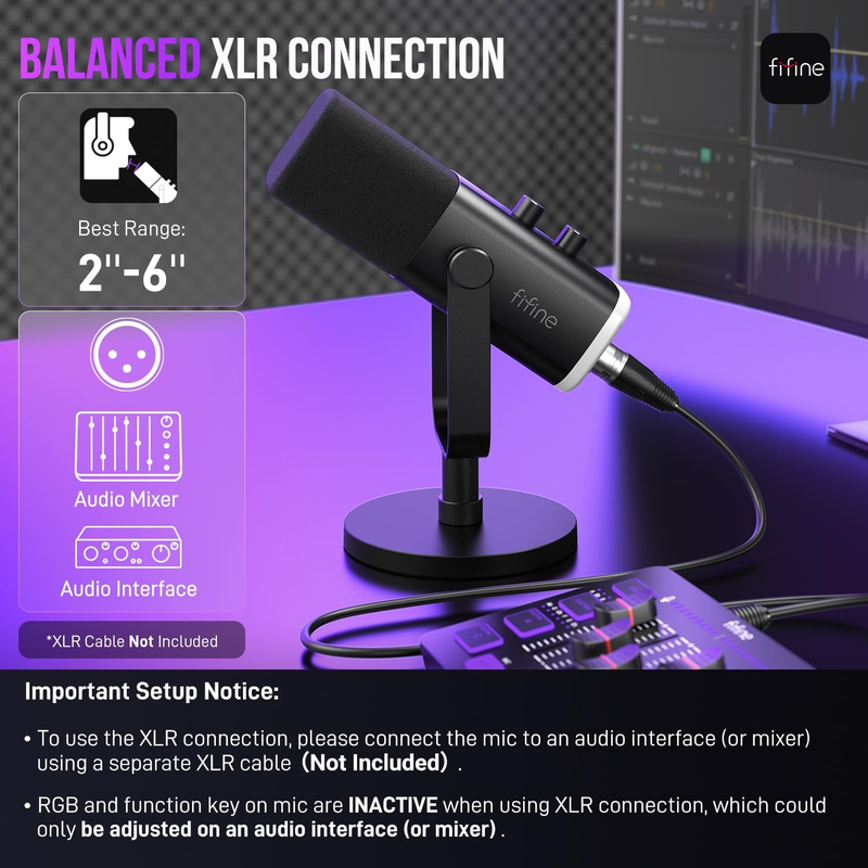 USB/XLR Dynamic Microphone for Podcast Recording, PC Computer Gaming Streaming M5
