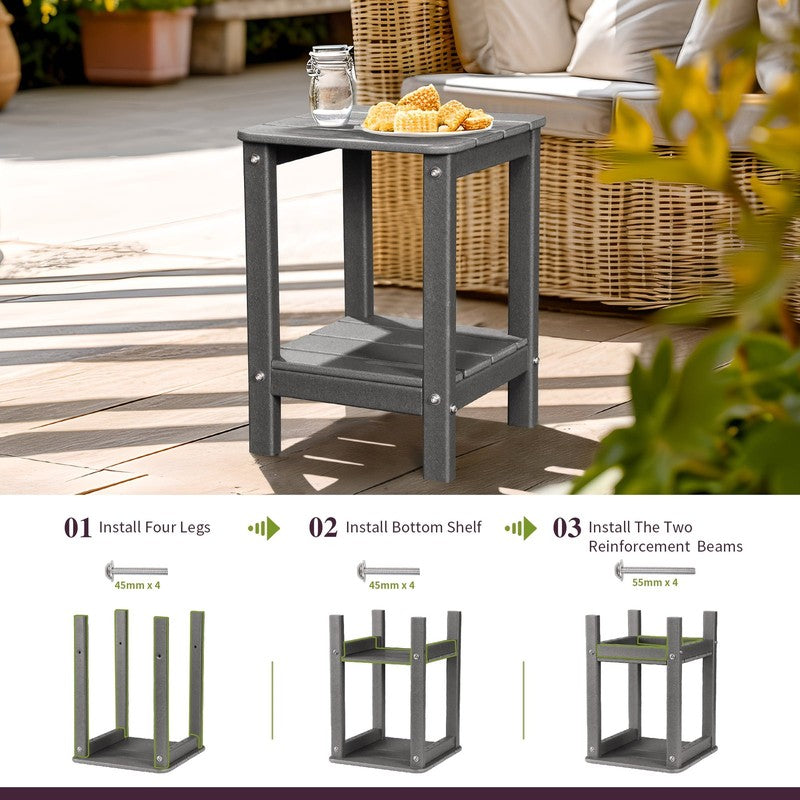 | Patio Garden Side Table with 2 Layer Storage,Outdoor End Tables for Your Adiro6