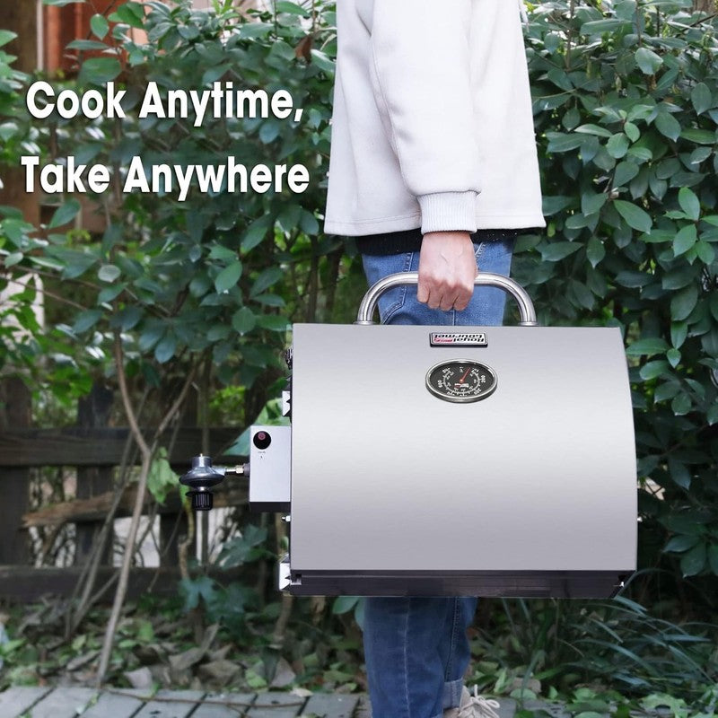 GT1001 Portable Stainless Steel Gas Grill 10,000 BTU Tabletop BBQ Silver10