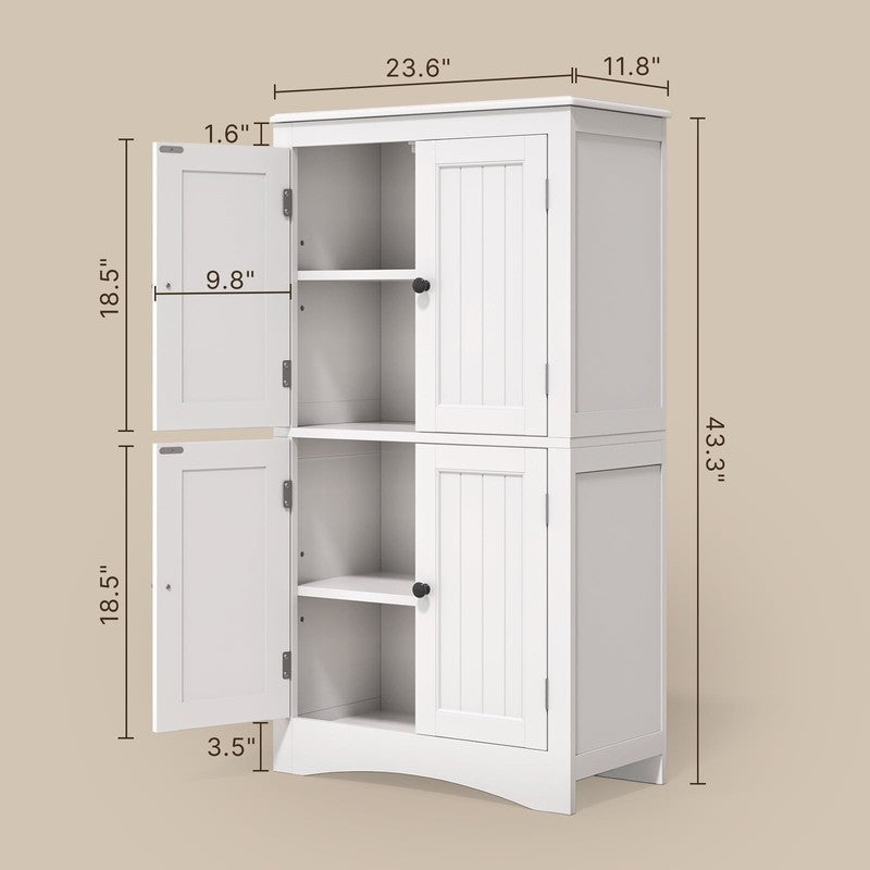 43" Floor Cabinet – Bathroom & Kitchen Storage with Adjustable Shelves & 4 Magne1