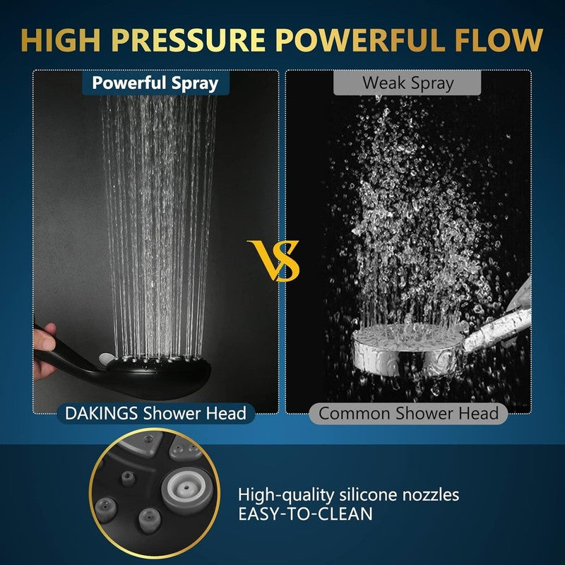 6-Mode High Pressure 5" Handheld Shower Head Set w/ 60" Stainless Hose Black2