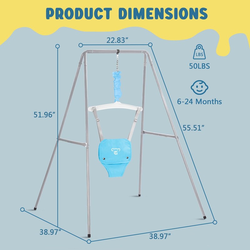 Baby Jumper with Stand, Bouncer for Boys/Girls 6 24M, Easy Assemble, Blue4