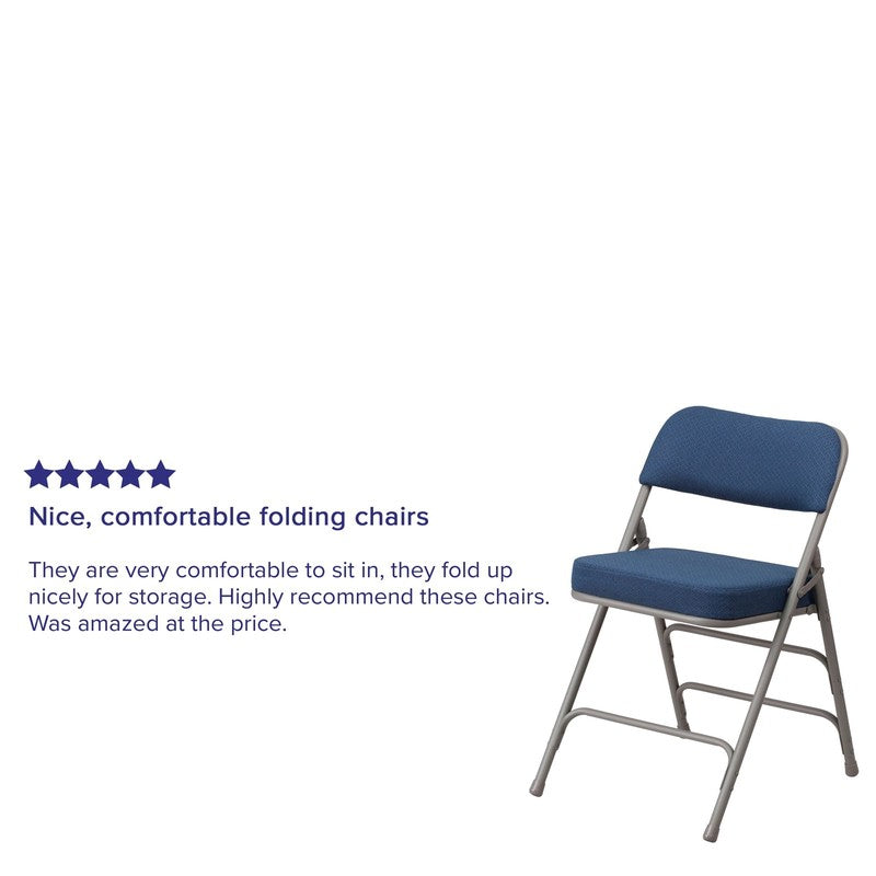 2 Pack HERCULES Series Premium Curved Folding Chairs Navy Fabric4