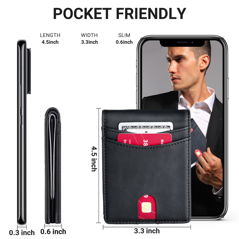 Wallet for Men, Slim Leather Rfid Blocking Mens Wallet with 2 ID Windows, Bifold2