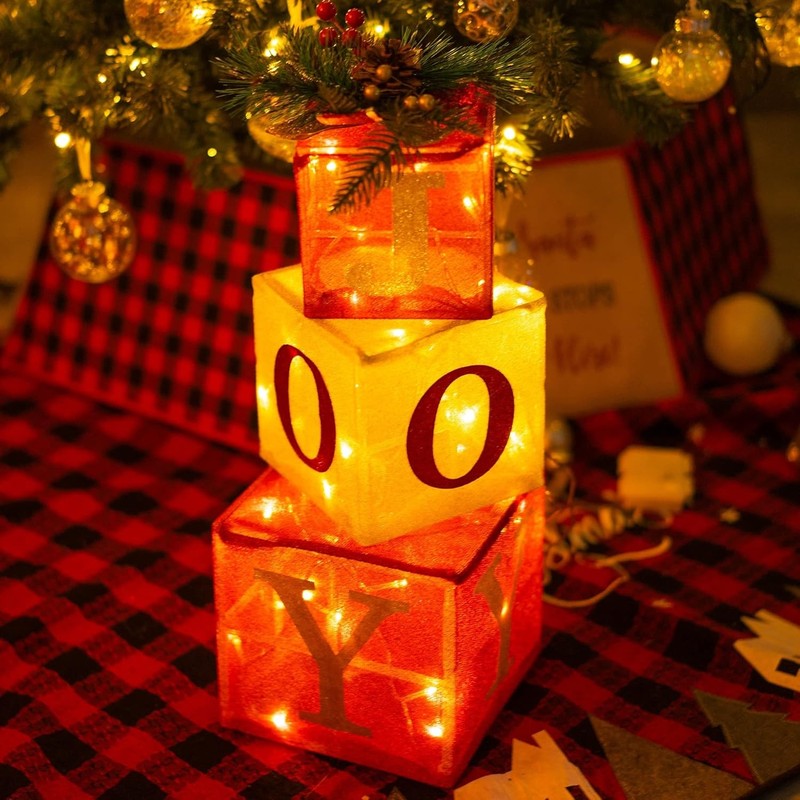 Set of 3 Christmas Lighted Gift Boxes 60 LED Pre-Lit Indoor Outdoor Decor5