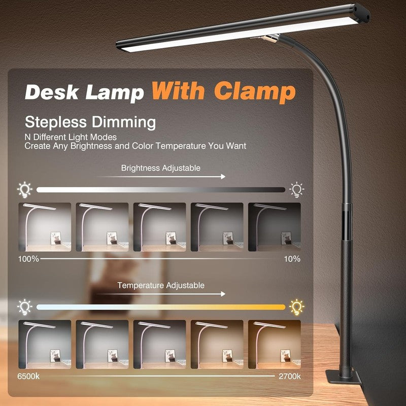 LED Desk Lamp for Office Home, Eye Caring Desk Light with Stepless Dimming Adjus1