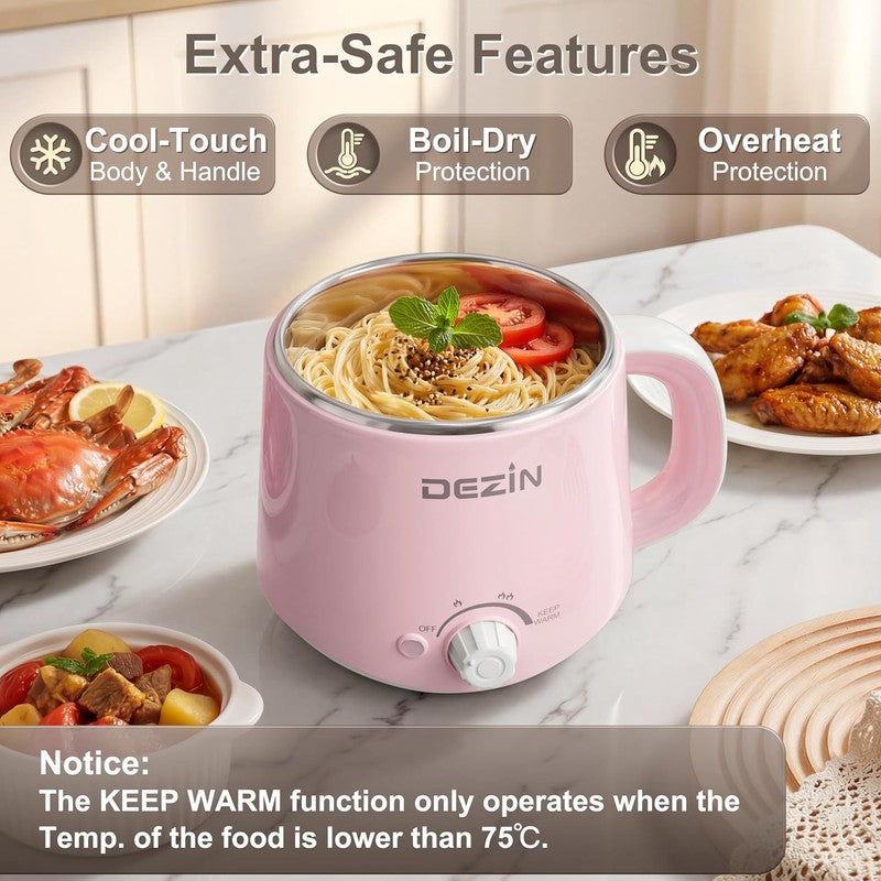 1.6L Electric Hot Pot Noodle Cooker Stainless Steel Temp Control Keep Warm5