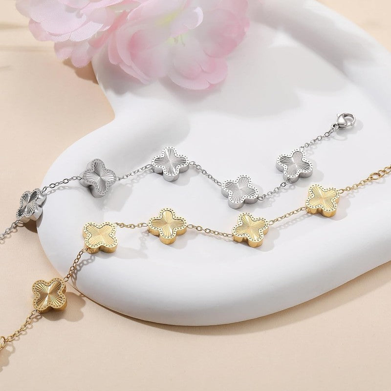 18K Gold Plated Clover Bracelet Lucky Dainty Jewelry Gift for Women6