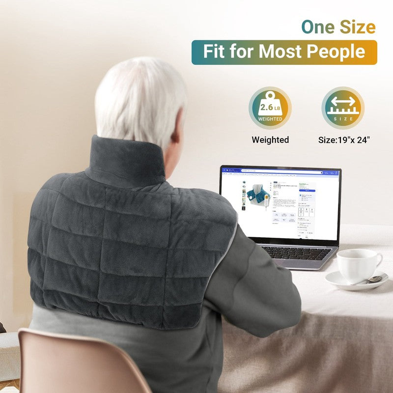 Large Weighted Electric Heating Pad, Flannel, 19" X 24", Gray4