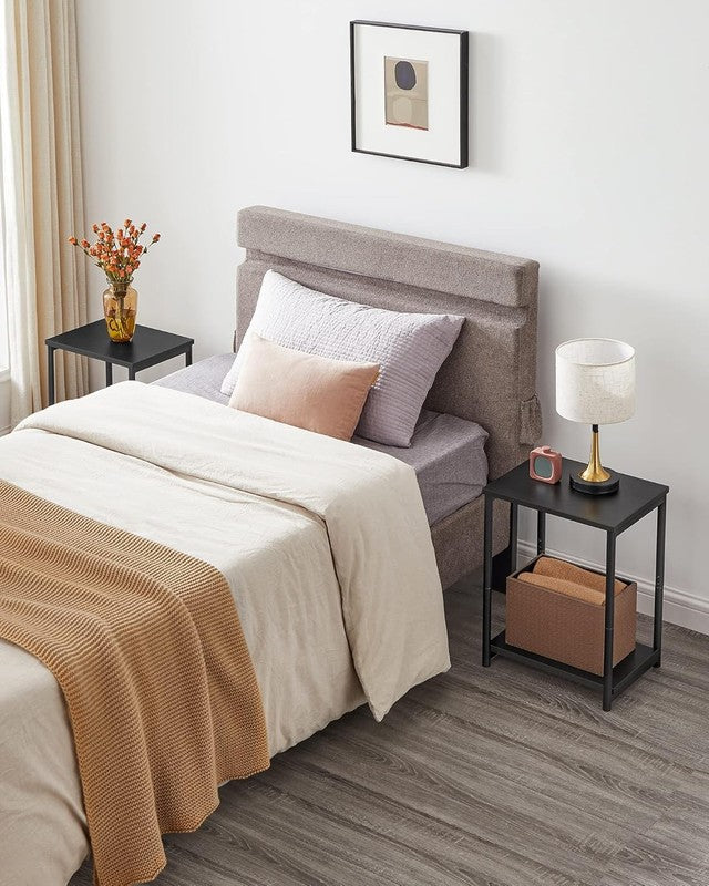 Set of 2 Side Tables Small End Tables Nightstand for Living Room Bedroom Black5