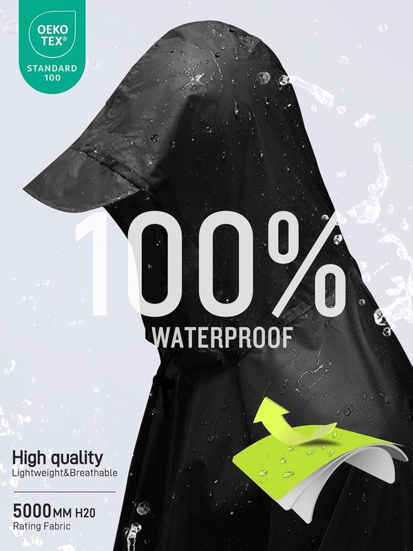 Hooded Rain Poncho Waterproof Raincoat Jacket for Men Women Adults2