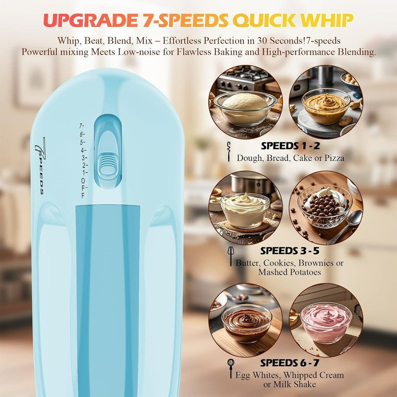 7 Speed Electric Hand Mixer – Portable Food Mixer Kitchen Mixer with 304 *(1X Wh4