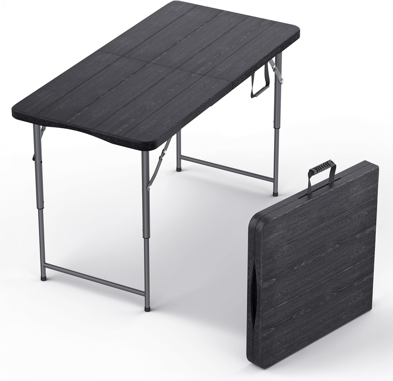 4FT Foldable Table Adjustable Height Steel Legs Heavy Duty Portable9