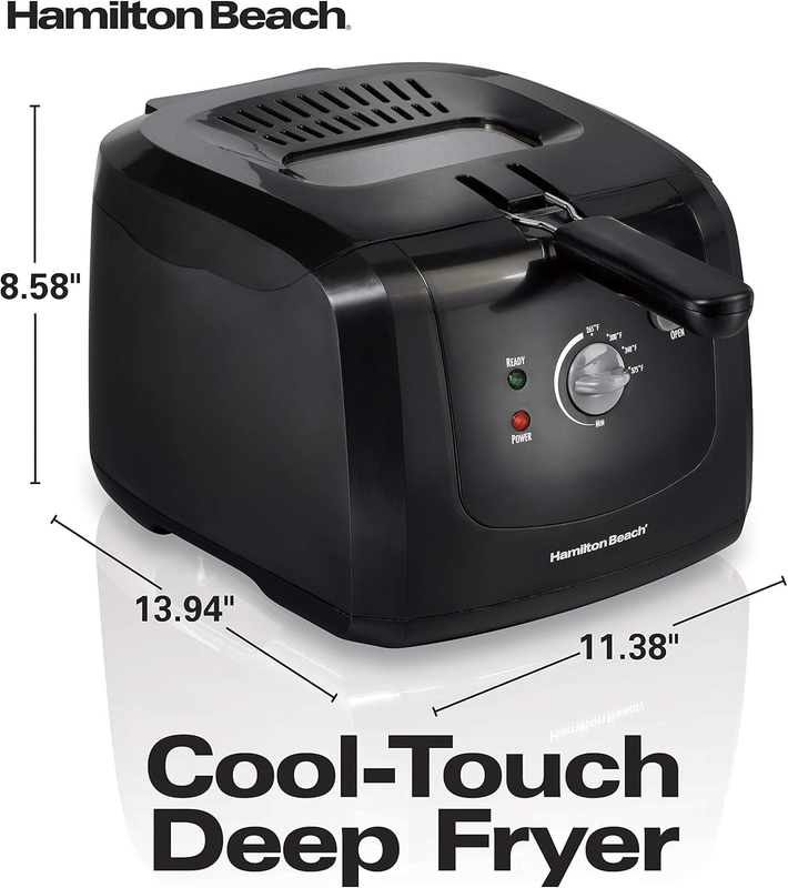 Cool Touch Electric Deep Fryer with Basket and Lid, 2 Liters / 8 Cups Oil Capaci7