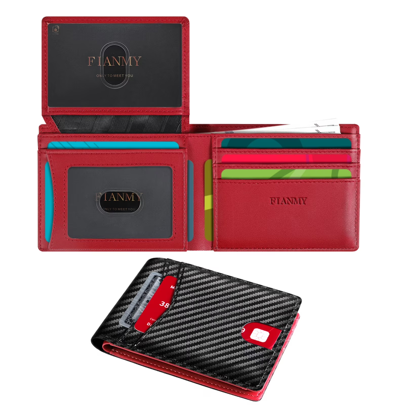 Men's Slim Leather RFID Blocking Bifold Wallet 2 ID Windows Card Holder11