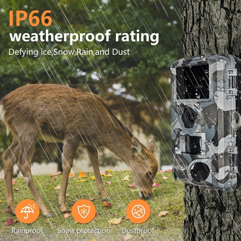 Trail Camera 60MP WiFi Night Vision IP66 + 32GB Card 120° APP Control5