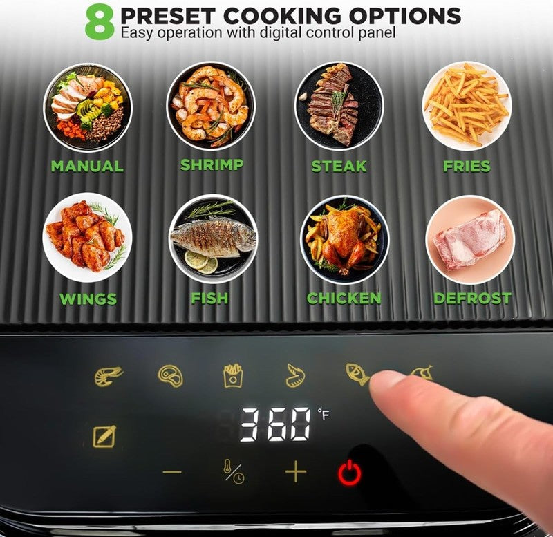 5.8Qt Air Fryer 8-in-1 w/ Transparent Bowl Precise Temp Control White4