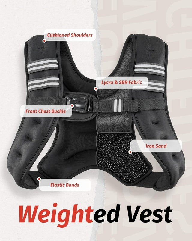 Weighted Vest 12Lb Reflective Stripe Workout Strength Training Fitness3