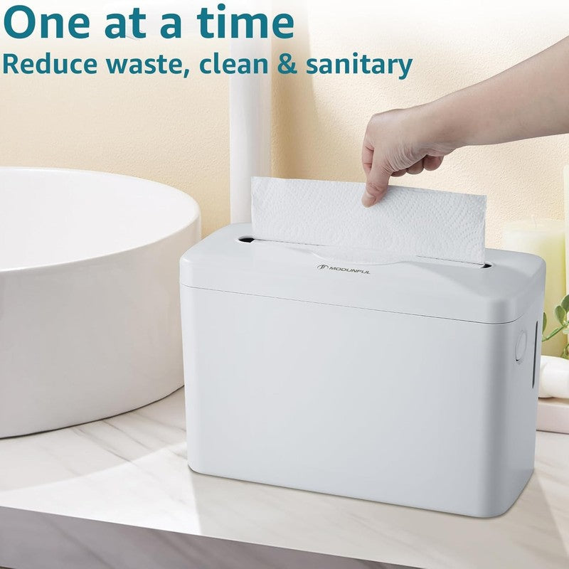 Trifold Paper Towel Dispenser Countertop White Heavy Duty 300 Sheet Wide Design1