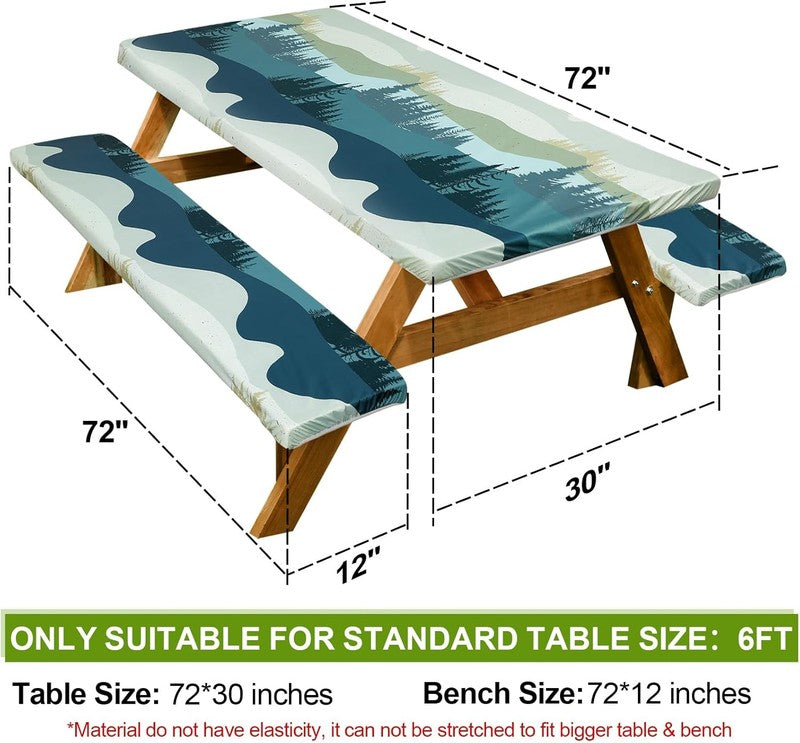 Picnic Table Cover with Bench Covers Camping Essentials Waterproof Windproof Cam1