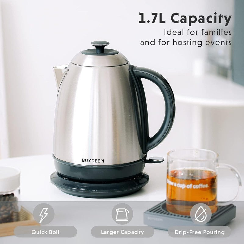 Electric Kettle 1.7L 1440W Stainless Steel Cordless Auto Shut Off Arctic Silver1
