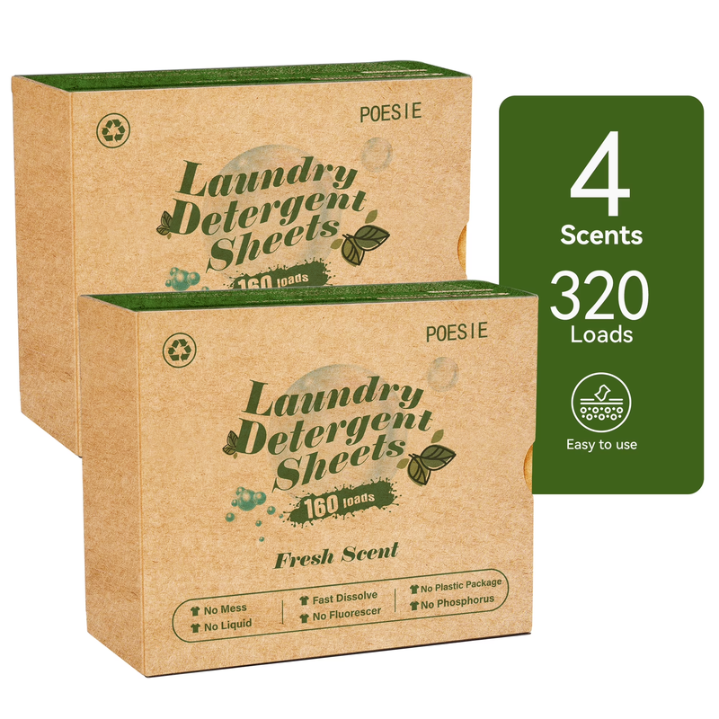Laundry Detergent Sheets, Fresh Scent, Liquidless, 320 Count, 160 Loads, 2 Pack9