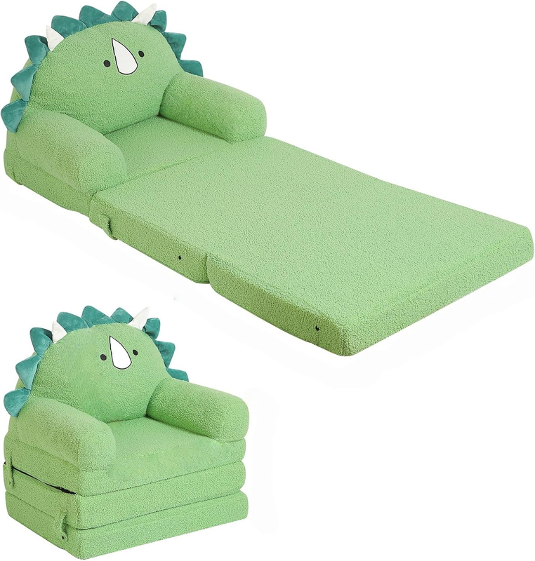 Kids Sherpa Sofa w/ Tri Layer Foam Cushions, Comfy Seating for Toddlers, Green7