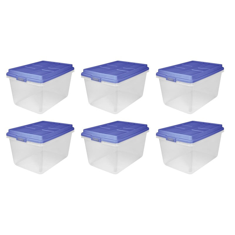 72 Qt. Clear Plastic Storage Bin with Blue HI-RISE Lid, 6 Pack8