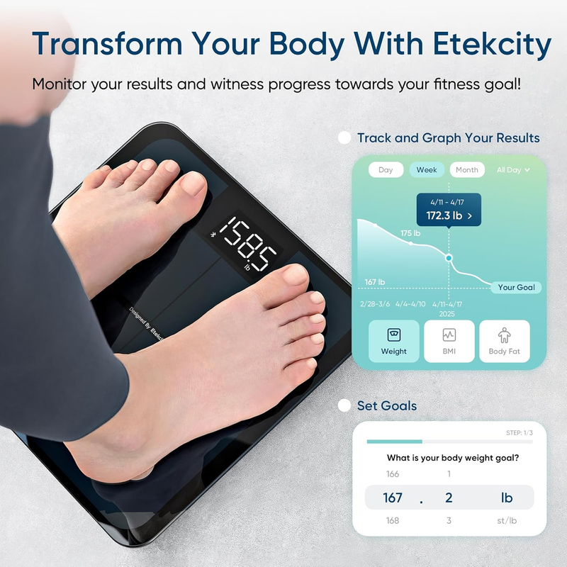Smart Body Body Weight Scale BMI Body Fat Muscle Mass Bluetooth FSA HSA LED3