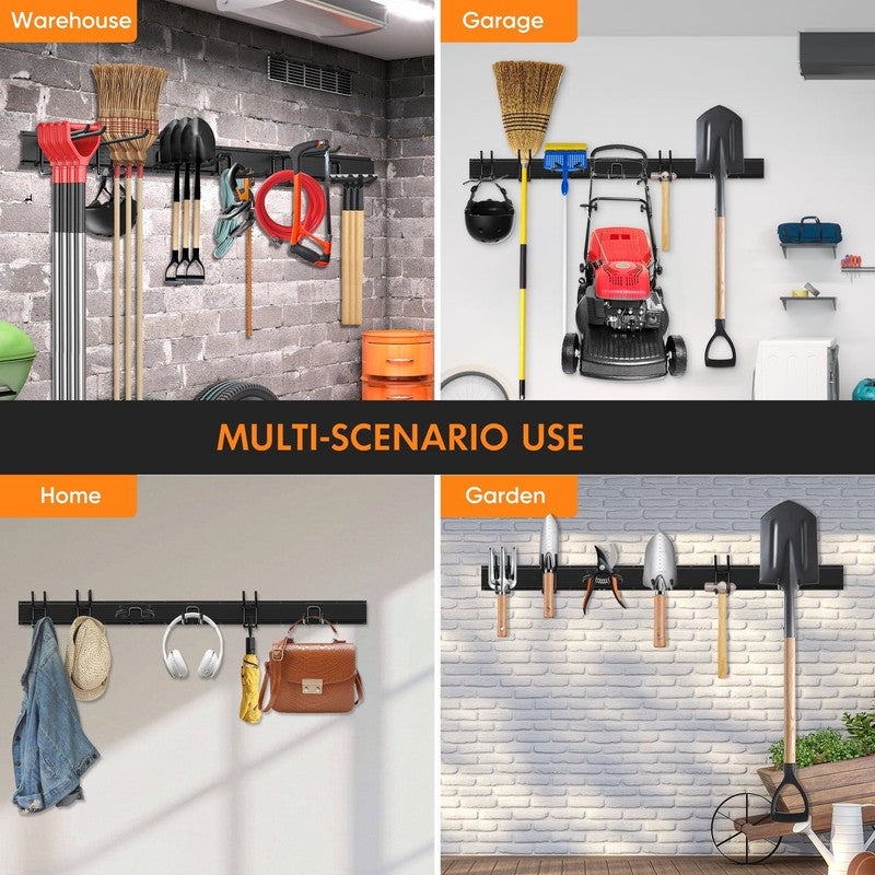Garage Tool Organizer Wall Mount with 6 Versatile Hooks, Heavy Duty Metal Rack f3