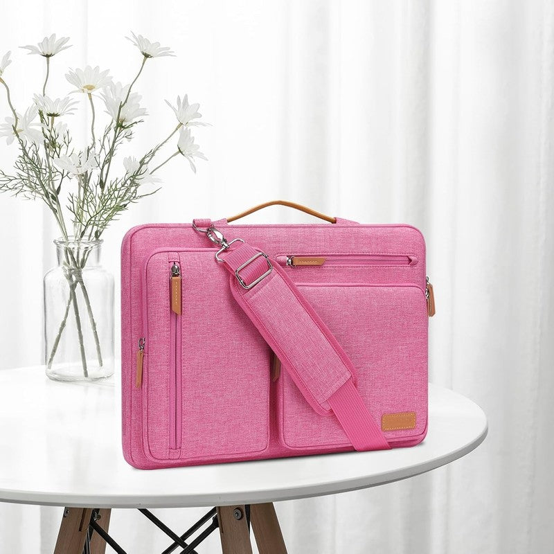 15.6 Inch Laptop Shoulder Bag 360 Protective Messenger 4 Zipper Pockets2