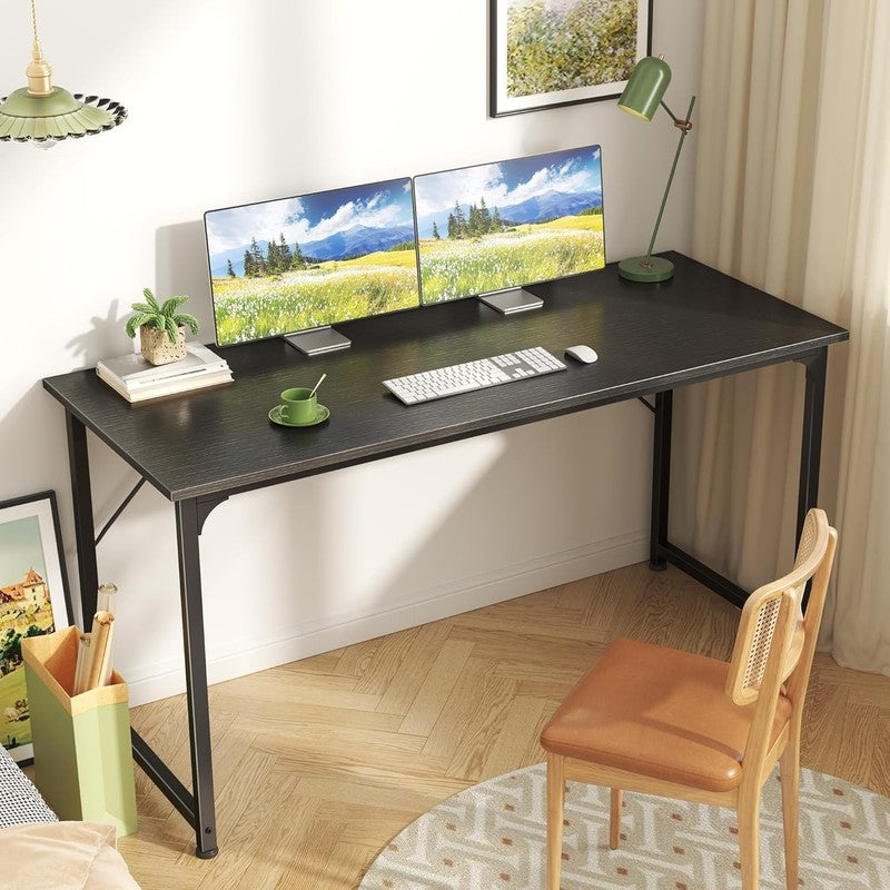 55" Computer Desk Black   Home Office, Gaming, Sturdy Metal Frame, Modern1