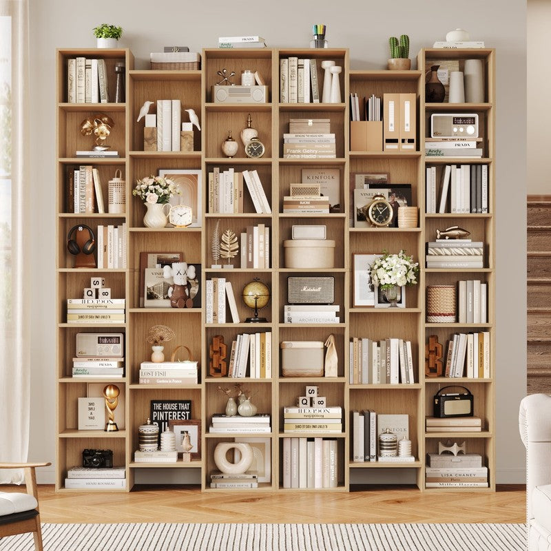21-Cube Bookcase, 71’’ Tall Wooden Bookshelves with Adjustable Shelves, Triple W2