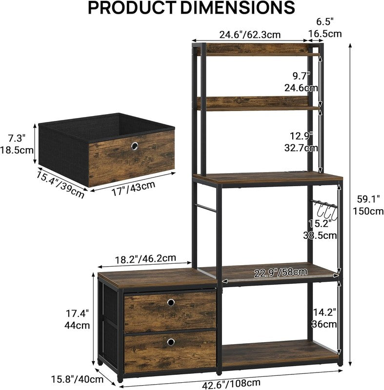 Mini Fridge Stand with Storage, Refrigerator Cabinet with Power Outlet   Multifu1