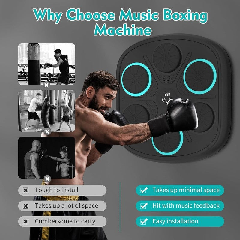 2025 Music Boxing Machine Wall Mounted Punch Trainer w Gloves 9 Modes4