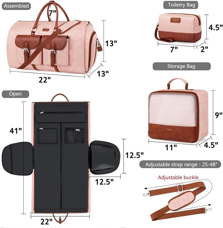 Garment Duffel Bag Travel Convertible Carry On Weekender w/ Shoe Pouch 3Pc Set5