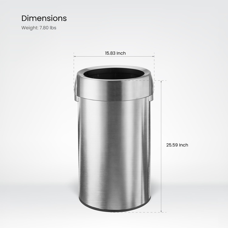 16 Gallon Open Top Trash Can for Commercial and Office Use, round Design, Silver6
