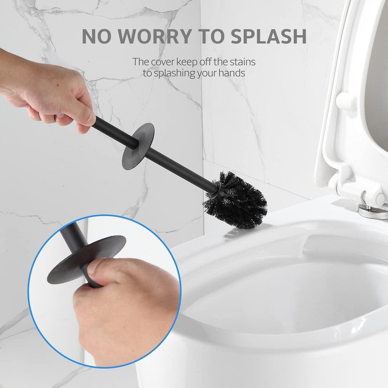 Toilet Brush and Holder Set, Matte Black Freestanding for Bathroom Storage and O4