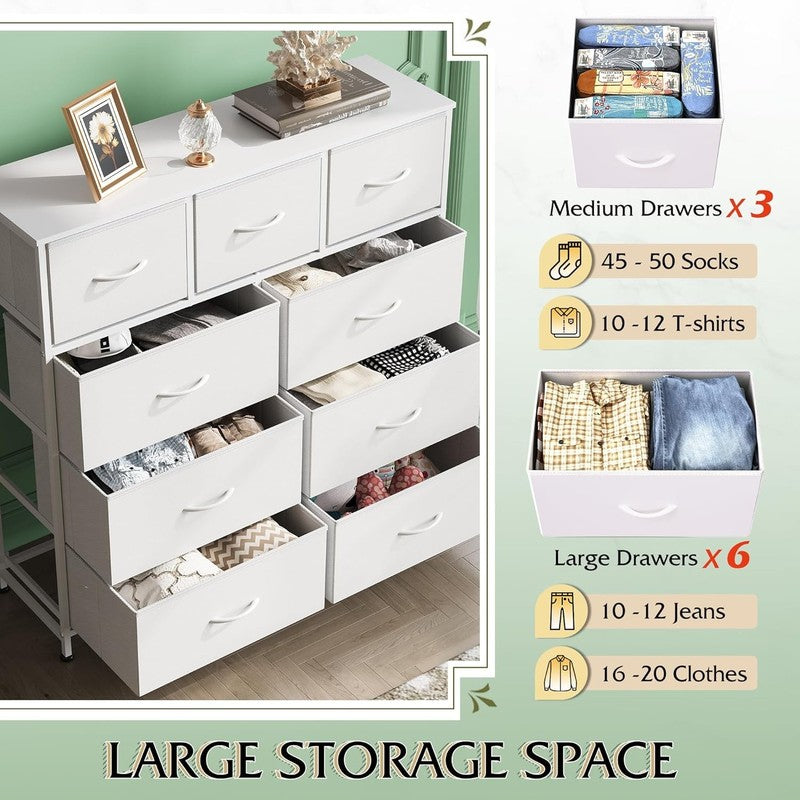 9 Drawer Dresser, Fabric Storage Tower for Bedroom, Hallway, Closet, Tall Chest 5